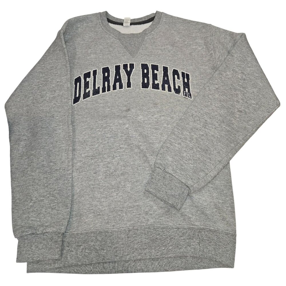 Delray Beach Gray Sweatshirt Crewneck 60% Cotton 40%‎ Polyester Pullover Size S